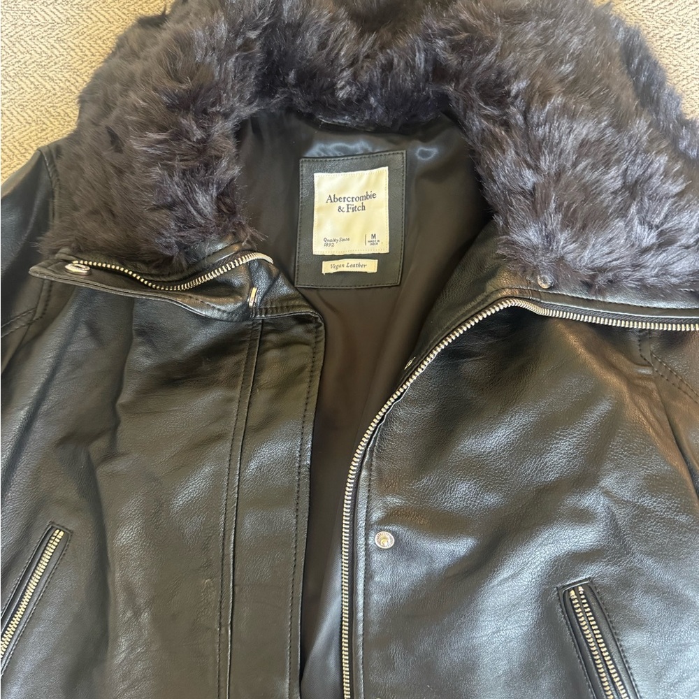 Abercrombie & Fitch Black Jacket with Faux Fur Trim